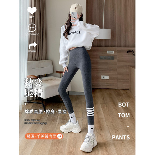 深灰色加絨打底褲女春秋冬季外穿加厚保暖純棉針織螺紋羊羔絨褲子 深灰色加絨打底褲女春秋冬季外穿加厚保暖純棉針織螺紋羊羔絨褲子