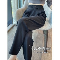 黑色西裝褲女春秋冬加絨2025新款高腰顯瘦菸管褲休閒蘿蔔哈倫褲子