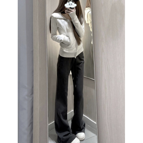 175高個子加長灰色美式喇叭褲女顯瘦直筒垂墜感瑜珈運動褲拖地褲 175高個子加長灰色美式喇叭褲女顯瘦直筒垂墜感瑜珈運動褲拖地褲