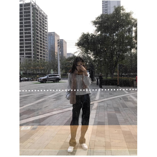 2025秋冬顯瘦加厚寬松休閒窄版長褲深灰色毛呢高腰直筒濶腿拖地褲