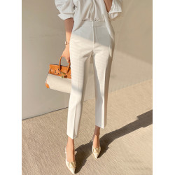 白色西裝褲女春秋薄款ol九分工作褲高腰顯瘦夏款職業直筒小西褲子