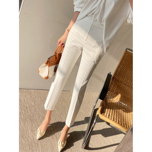 白色西裝褲女春秋薄款ol九分工作褲高腰顯瘦夏款職業直筒小西褲子