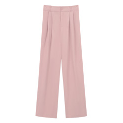 大碼松緊腰西裝褲高級感垂感褲子女夏季新款胖mm高腰直筒濶腿褲