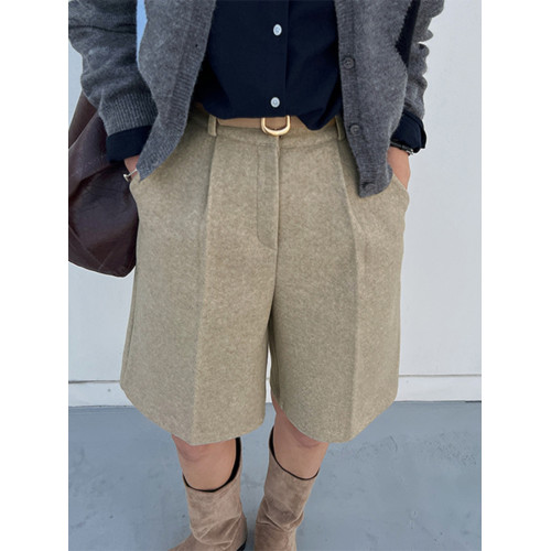 高腰西裝短褲女2025新款秋冬季外穿毛呢五分褲百搭加厚5分中褲子