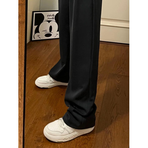 175高個子加長黑色濶腿西裝褲女夏季高腰顯瘦垂感窄版直筒拖地褲