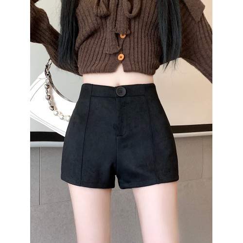 卡其色鹿皮絨短褲女秋冬2025新款外穿小個子高腰a字休閒打底靴褲 卡其色鹿皮絨短褲女秋冬2025新款外穿小個子高腰a字休閒打底靴褲