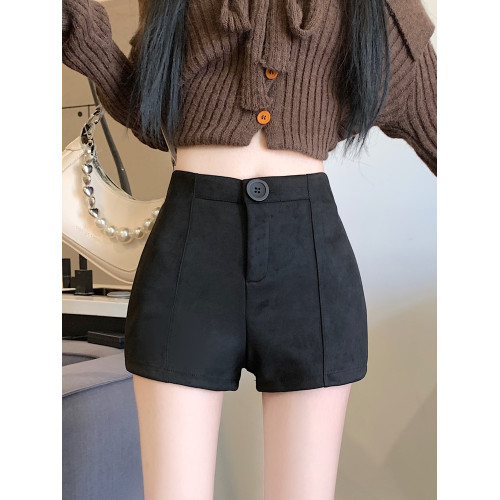 卡其色鹿皮絨短褲女秋冬2025新款外穿小個子高腰a字休閒打底靴褲 卡其色鹿皮絨短褲女秋冬2025新款外穿小個子高腰a字休閒打底靴褲