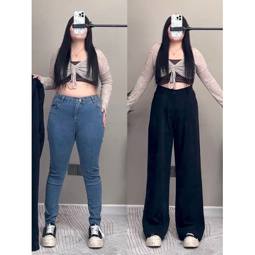 梨形身材褲子女大碼西裝褲女春秋胖mm200斤遮胯顯瘦垂感濶腿褲子 梨形身材褲子女大碼西裝褲女春秋胖mm200斤遮胯顯瘦垂感濶腿褲子