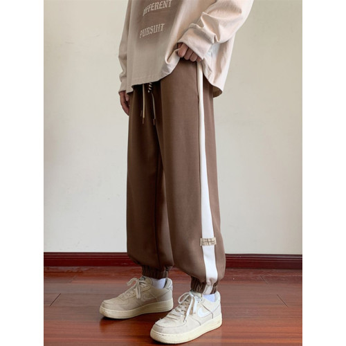 新款大碼男女休閒褲300斤春夏季寬松顯瘦百搭拼接運動束腳哈倫褲