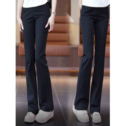 加絨微喇褲女2025新款百搭時尚休閒褲喇叭褲高腰修身松緊女小黑褲