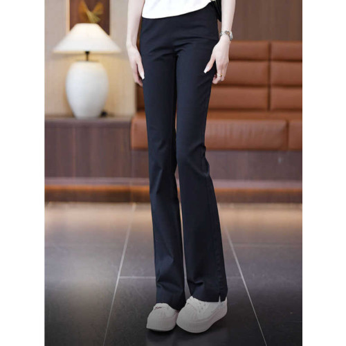 加絨微喇褲女2025新款百搭時尚休閒褲喇叭褲高腰修身松緊女小黑褲