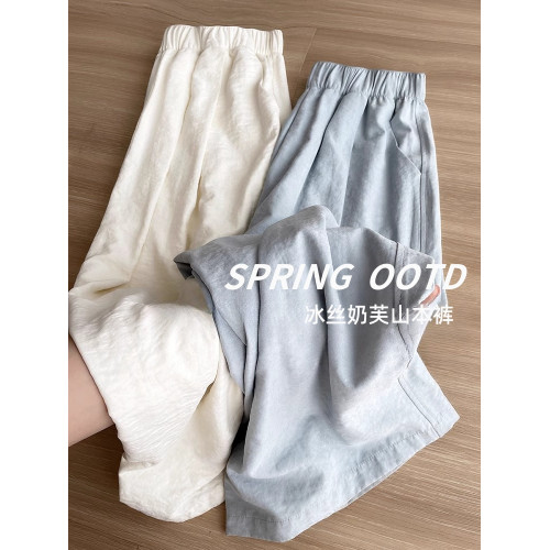 冰絲奶芙山本褲女春秋薄款2025新款小個子肌理感寬松直筒濶腿褲 冰絲奶芙山本褲女春秋薄款2025新款小個子肌理感寬松直筒濶腿褲