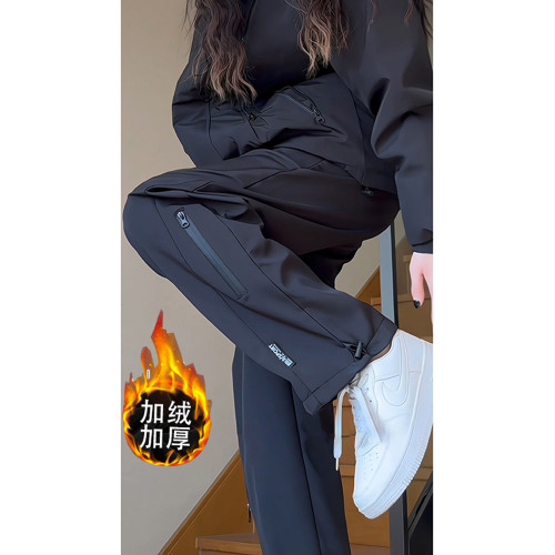 東北防寒加絨沖鋒褲女防風防水戶外登山工裝褲秋冬季美式滑雪褲子