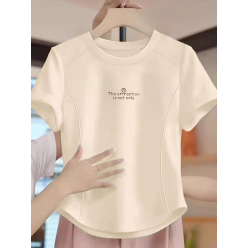 十三行女裝純棉正肩修身短袖t恤女2025年設計感小衆別致魚骨上衣