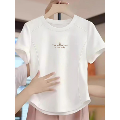 十三行女裝純棉正肩修身短袖t恤女2025年設計感小衆別致魚骨上衣