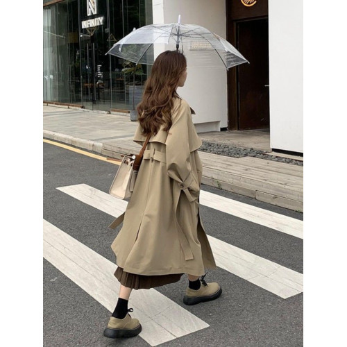 高級感氣質風衣女2025春秋季寬松雙排釦小個子中長款大衣百搭外套 高級感氣質風衣女2025春秋季寬松雙排釦小個子中長款大衣百搭外套