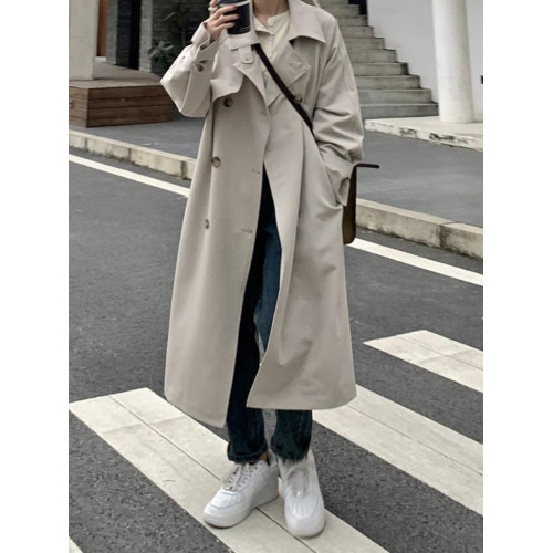 高級感氣質風衣女2025春秋季寬松雙排釦小個子中長款大衣百搭外套 高級感氣質風衣女2025春秋季寬松雙排釦小個子中長款大衣百搭外套