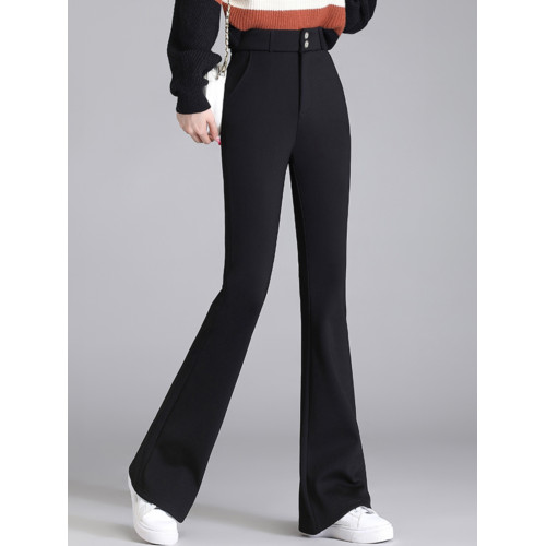 高個子西裝微喇叭女褲春秋季胖mm大碼修身顯瘦高腰拖地褲休閒長褲