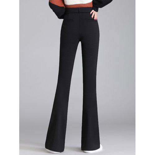 高個子西裝微喇叭女褲春秋季胖mm大碼修身顯瘦高腰拖地褲休閒長褲