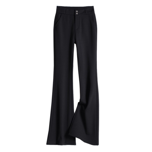 高個子西裝微喇叭女褲春秋季胖mm大碼修身顯瘦高腰拖地褲休閒長褲