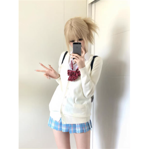 秋冬學院風JK校供針織茶色開衫外套女寬松純色百搭上衣毛衣設計感