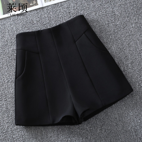 高腰西裝短褲女a字2025年秋冬新款百搭顯瘦濶腿褲黑色外穿休閒褲