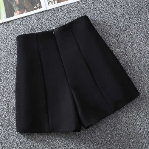 高腰西裝短褲女a字2025年秋冬新款百搭顯瘦濶腿褲黑色外穿休閒褲