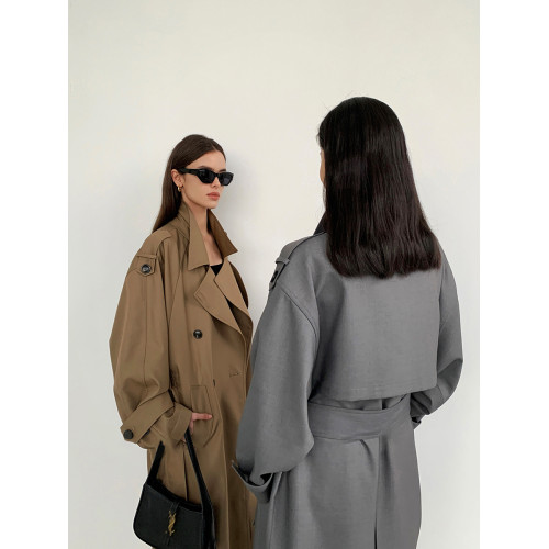 風衣外套女2025年新款早秋中長款英倫風高級感寬松氣質大衣小個子 風衣外套女2025年新款早秋中長款英倫風高級感寬松氣質大衣小個子