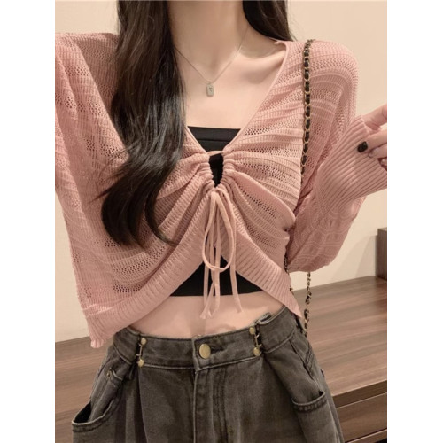 短款防曬罩衫女夏法式吊帶外搭辣妹薄紗音樂節多巴胺爵士甜辣上衣