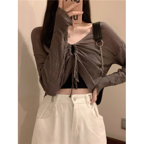 短款防曬罩衫女夏法式吊帶外搭辣妹薄紗音樂節多巴胺爵士甜辣上衣