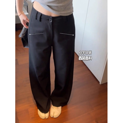 黑色微喇休閒褲女夏季大碼胖mm遮胯高腰垂墜感梨形身材西裝濶腿褲 黑色微喇休閒褲女夏季大碼胖mm遮胯高腰垂墜感梨形身材西裝濶腿褲