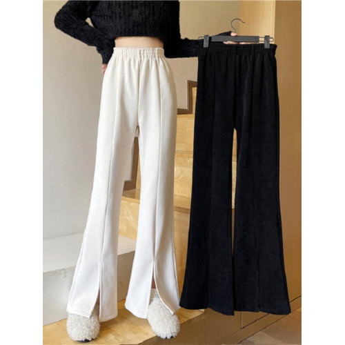 大碼胖妹妹MM高腰顯瘦直簡垂感300斤加絨厚開叉濶腿微喇叭長褲子