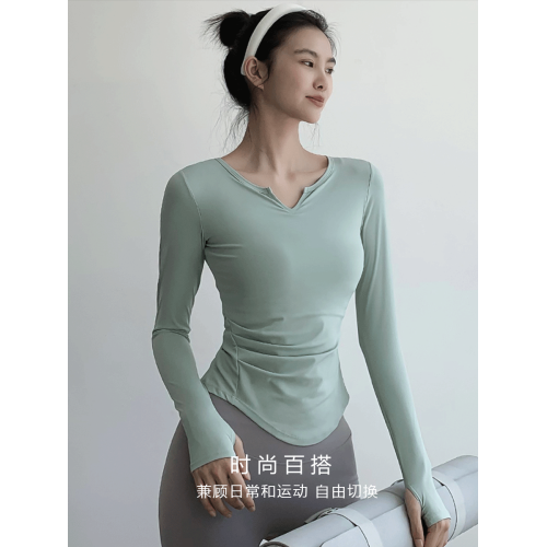 普拉提專業訓練運動瑜珈服女秋季網紅透氣速乾長袖健身服t恤上衣