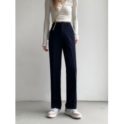 秋冬加絨窄版濶腿褲女韓版高腰寬松直筒褲子休閒職業西裝拖地長褲