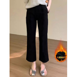 黑色濶腿微喇叭褲女2025秋冬新款加厚小個子顯瘦休閒褲西裝褲長褲
