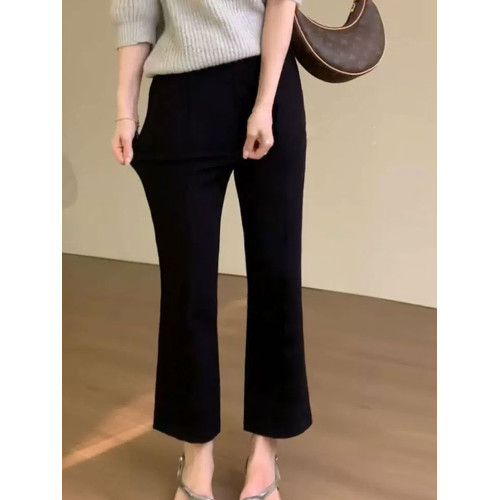 黑色濶腿微喇叭褲女2025秋冬新款加厚小個子顯瘦休閒褲西裝褲長褲