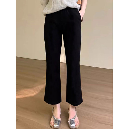 黑色濶腿微喇叭褲女2025秋冬新款加厚小個子顯瘦休閒褲西裝褲長褲