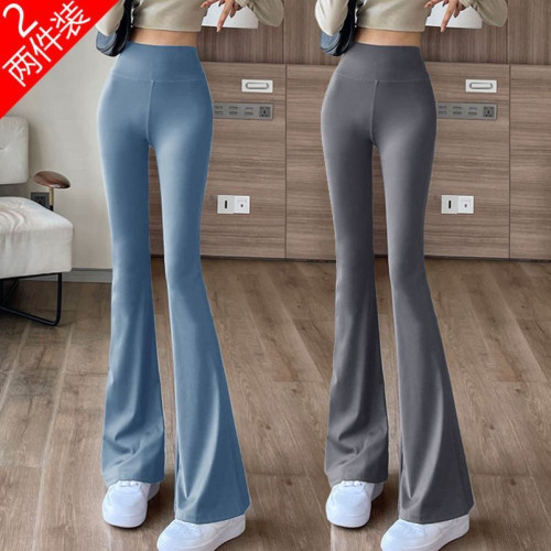 單/兩件 喇叭瑜珈褲女外穿高腰提臀運動褲顯瘦舞蹈休閒濶腿健身褲