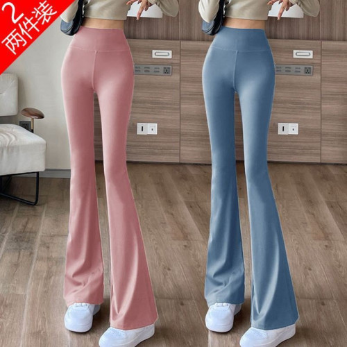 單/兩件 喇叭瑜珈褲女外穿高腰提臀運動褲顯瘦舞蹈休閒濶腿健身褲