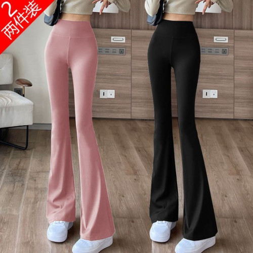 單/兩件 喇叭瑜珈褲女外穿高腰提臀運動褲顯瘦舞蹈休閒濶腿健身褲