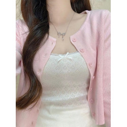 brandy girl bm白色純欲少女芭蕾風純棉愛心蕾絲邊吊帶背心女內搭