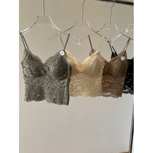 蕾絲吊帶女帶胸墊一體固定杯美背抹胸打底內搭背心上衣短款性感