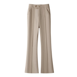 加絨松緊腰微喇褲毛呢褲女秋冬2025新款加厚馬蹄褲顯瘦修身喇叭褲