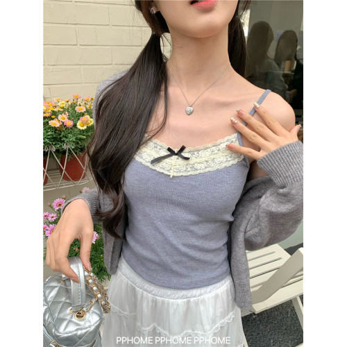 PPHOME自製~蕾絲背心 帶胸墊蝴蝶結蕾絲吊帶背心白色修身內搭上衣 PPHOME自製~蕾絲背心 帶胸墊蝴蝶結蕾絲吊帶背心白色修身內搭上衣