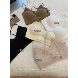 硬控版 無痕交叉美背吊帶背心女自帶胸墊夏薄款露背透氣文胸罩