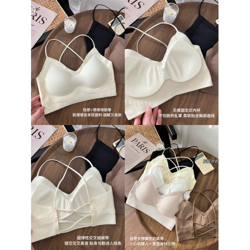 硬控版 無痕交叉美背吊帶背心女自帶胸墊夏薄款露背透氣文胸罩