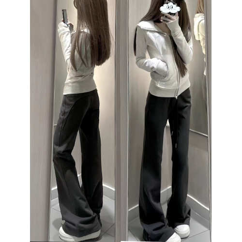 美式黑色微喇叭褲女秋季2025新款高腰顯瘦馬蹄褲休閒運動夏季衛褲