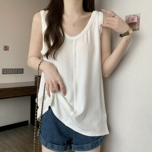 300斤超大碼外穿吊帶背心女胖mm夏季新款寬松遮肚顯瘦純色無袖T恤