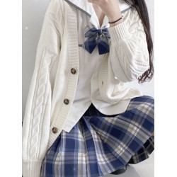 【半袋麻豆】原創日系JK製服學院風清新針織外套寬V領開衫毛衣女