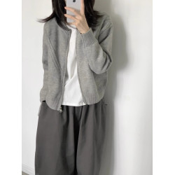 日系復古軟糯慵懶拉鍊毛衣針織衫外套女2025新款春秋寬松短款上衣